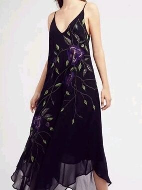FREE PEOPLE-Flowy Fairycore Festival Floral Embroidered Jumpsuit-Sz S/M Romantic